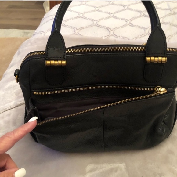 Elliott Lucca black leather Satchel (cross body bag) - Picture 7 of 17